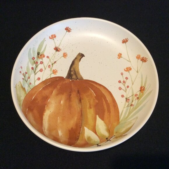 Linden Street Harvest Pumpkin 4 Salad Plates Used in Original Box Thanksgiving - Picture 2 of 15